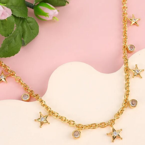 Copper Cable Chain Plating Star Shape Pendant - Picture 2 of 3